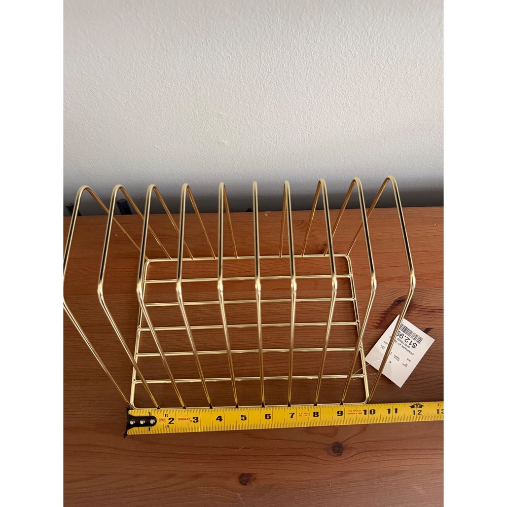 Gold Wire File Organizer Desktop Record Holder Metal Magazine Rack 9 Slots NEW - Picture 3 of 5